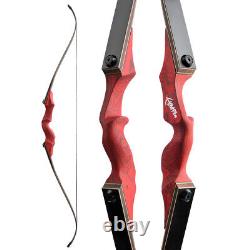 20-60lbs Archery Takedown Recurve Bow Carbon Arrows Hunting Red BLACK HUNTER