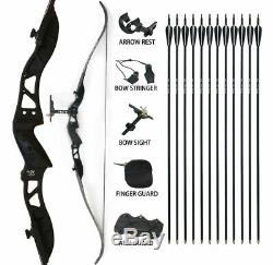 24lbs Takedown Recurve Bow Kit Set Archery 12x Fiberglass Arrow Hunting Practice