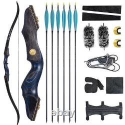 25-50lbs 60 Archery Recurve Bow&Arrow Set Wooden Riser for Adult Hunting Target