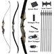 25-50lbs Archery 60 Takedown Recurve Bow Wood Riser&Bow Hunting Accessories Set
