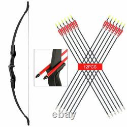 30/40lb Archery Takedown Recurve Bow 12x Fiberglass Arrows Set Hunting Target