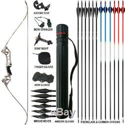 30-40lbs Takedown Archery Recurve Bow Longbow Set Target Outdoor Hunting