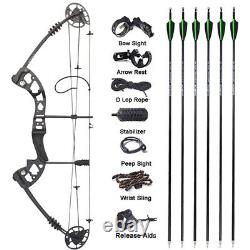 30-55lbs Compound Bow Set Fishing Hunting Carbon Arrows Archery Target Shooting