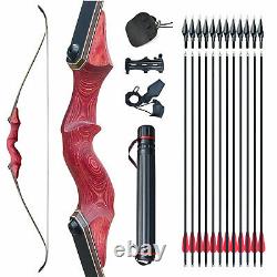 30-60 Lb Red Archery Recurve Bow Set Outdoor Hunting Target Sport Exercise
