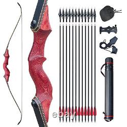 30-60LBS Red Archery Recurve Bow Set Right Hand Outdoor Hunting Arrows Target