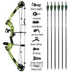 30-60lbs Compound Bow Kit Carbon Arrows Archery Fishing Hunting Set Adult Target