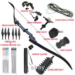 30-70LBS Black Takedoown Recurve Bow Arrow Set Outdoor Archery Hunting Practice