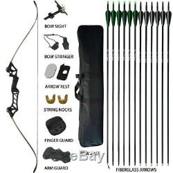 30-70lbs 57 Recurve Bow Longbow Archery Sets Hunting Outdoor Trget Practice