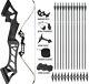 30-70lbs Archery Recurve Bow Longbow Sets Hunting Target & 12Arrowsheads Black