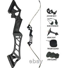 30-70lbs Archery Recurve Bow Longbow Sets Hunting Target & 12Arrowsheads Black
