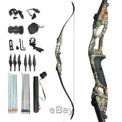 30lb Archery Takedown Recurve Bow Set 12x Hunting Arrows Kit Outdoor Adult RH