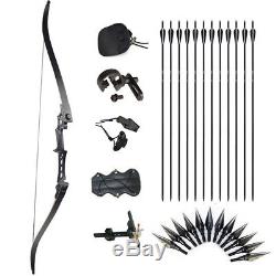30lb Right Hand 57'' Archery Recurve Bow Takedown Kit Hunting 12 Arrows Head Set