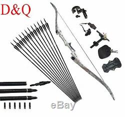 35LBS Archery Recurve Bow Sets 57 Takedown Hunting Right Hand & Carbon Arrows