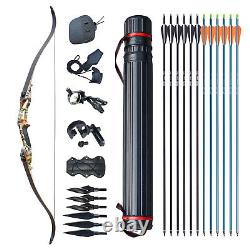 35lbs 56IN Archery Takedown Recurve Bow 12x Arrows Set Right Hand Adult Hunting