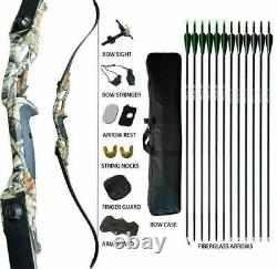 35lbs Archery Takedown Recurve Bow Kit Fiberglass Arrows Bowbag Camo RH Adult