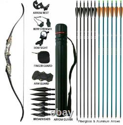 35lbs Takedown Recurve Bow Set 12x Arrows Archery Hunting Kit Right Hand Adult