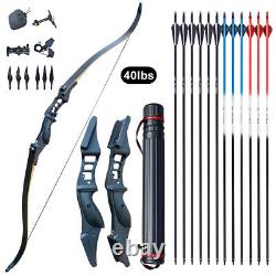 40lb Archery Takedown Recurve Bow Arrow Set Hunting Long Bow Training Right Hand