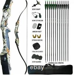 40lb Archery Takedown Recurve Bow & Bow Case Arrow Rest RH Adult Outdoor Hunting