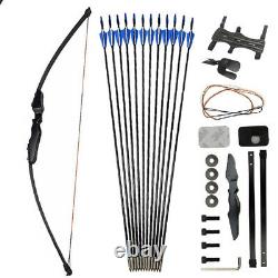 40lbs Recurve Bow Set Arrows Takedown Straight Bow Hunting Archery Target Shoot