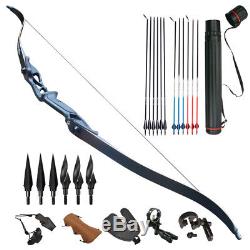 45lb 56 Archery Recurve Bow Kit Arrows Arrowheads Quiver set Right Hand Hunting