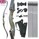 50LB Recurve Bow Fiberglass Arrows Set Wooden Riser Archery Hunting Target#UK