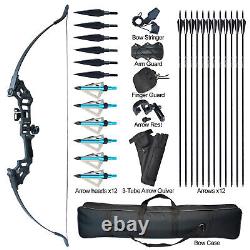 50LBS 51 Bow and Arrow Adult Takedown Recurve Archery Set Outdoor Hunting