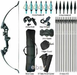50LBS Takedown Recurve bow Longbow Set Arrow Adult Archery Outdoor Hunting