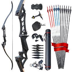 50lb 57 Archery Takedown Recurve Bow Set 12x Arrows Kit Right Hand Hunting shot