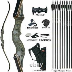 50lb Archery Recurve Bow Kit 60 Takedown Longbow Kit Right Hand Adult Hunting
