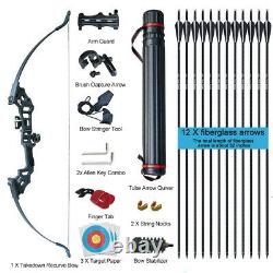 50lb Archery Takedown Recurve Bow Kit 51 Right Hand Adult 12x Arrows Hunting