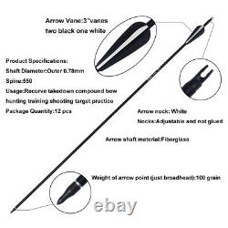 50lb Archery Takedown Recurve Bow Set 12x Arrow Target Practice Right Hand Adult