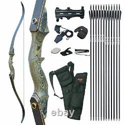 50lbs 60 Takedown Recurve Wood Bow Set 31in F iberglass Arrow Hunting Archery