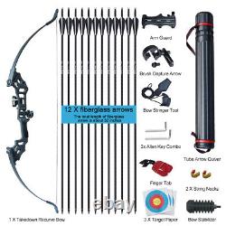 50lbs Archery Takedown Recurve Bow Kit 51 Right Hand Adult 12x Arrows Hunting