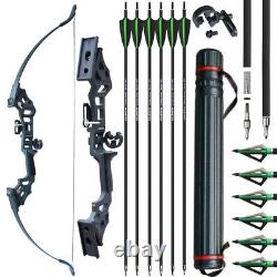 51 Archery 50lbs Takedown Recurve Bow Set Hunting Carbon Arrow Quiver Hunting
