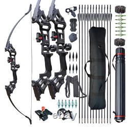 51 Takedown Recurve Bow Kit Fiberglass Arrows Set 50lbs Archery Shoot Hunting