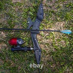 52 Fishing Recurve Bow & Fishing Arrows Bowfishing Shooting Reel Kit 30/40lbs