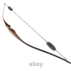 54 Archery Traditional Recurve Bow Wood Longbow Hunting Target 6x Feather Arrow