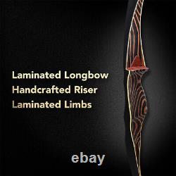 54'' Wooden Recurve Bow Traditional Hunting & Target 20-70lb Archery Longbow RH