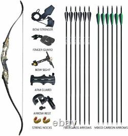 56 30-50lb Takedown Recurve Bow Archery Hunting Bow and Arrow Set Adult Target