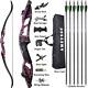 56 Archery Recurve Bow Carbon Arrows Set 30-50lbs Takedown Target Hunting Shoot