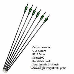 56 Archery Takedown Recurve Bow Carbon Arrows Set 30-50lbs Target Shooting Hunt