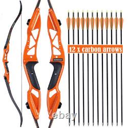 56 in Archery Takedown Recurve Bow & 12pcs Carbon Arrows for Target Hunting
