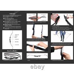 56 in Archery Takedown Recurve Bow & 12pcs Carbon Arrows for Target Hunting