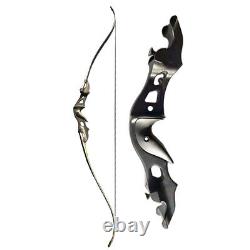 58'' Recurve Bow Arrow Set 15'' Aluminum Riser 20-55lbs Bamboo Core Archery Hunt