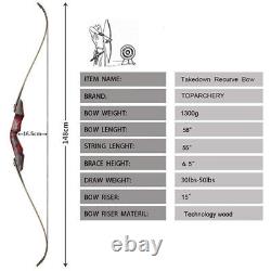 58 Takedown Recurve Bow Set 30-50lbs Wooden Riser Limb Archery Hunting Target