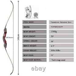 59'' Wooden Hunting Longbow Archery Takedown Recurve Bow and Arrow, Quiver Set