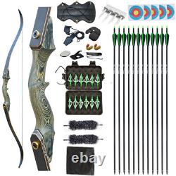 60 30-60lb Archery Takedown Recurve Bow Kit Arrows Hunting Target Adult Right