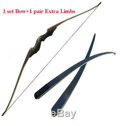 60 Archery Longbow Takedown Recurve Bow + Extra Limbs Bow Hunting Bamboo Core