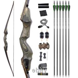 60 Archery Longbow Takedown Recurve Bow Wooden American Hunting Target 25-50lbs