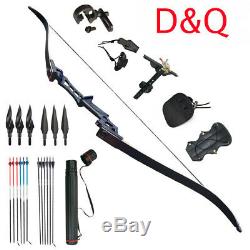 60 Archery Recurve Bow Longbow Sets Adults Takedown Hunting Target Practice